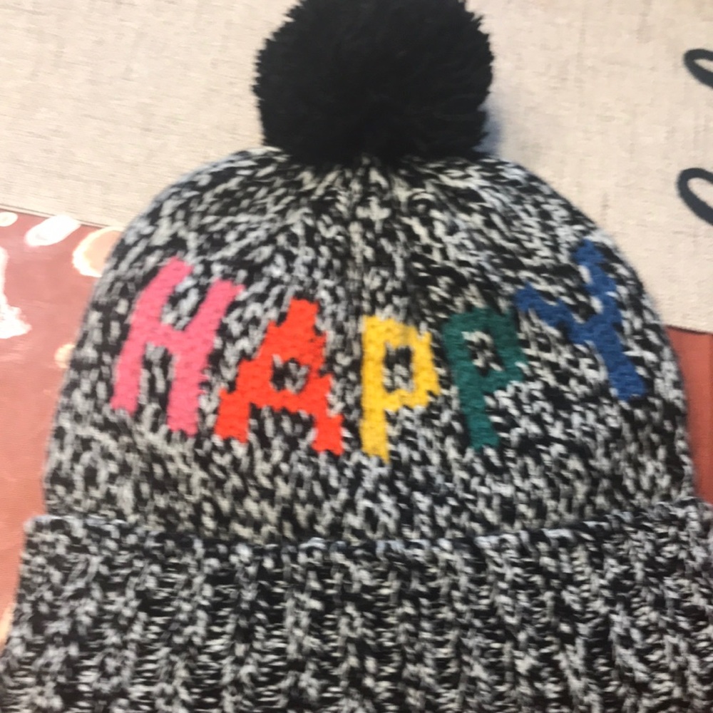 GAP ski hat. Says “happy” in different colors